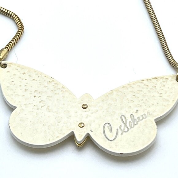 Butterfly Fairy Style Vintage C. Sebiri Signed Gold Tone Necklace Gift - Picture 6 of 9